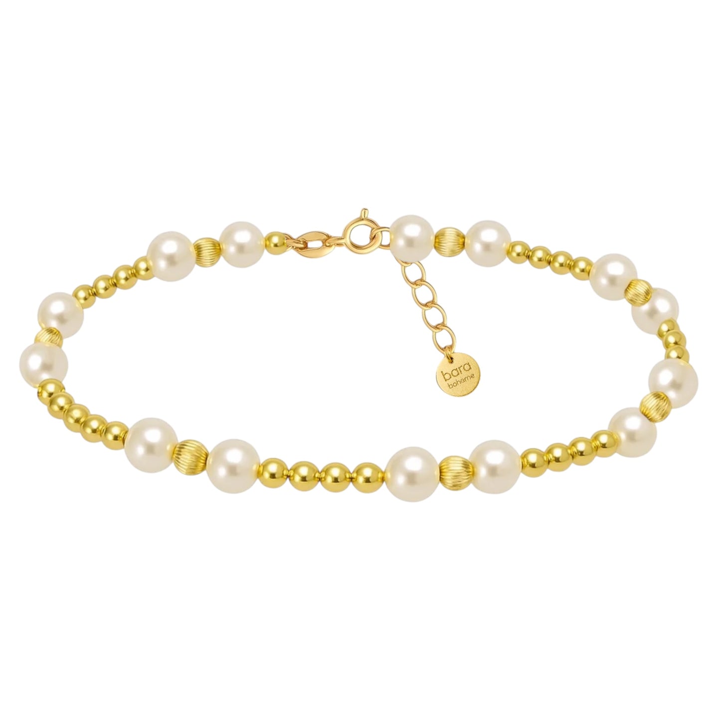 Gold Filled Beaded Anklet With Pearls