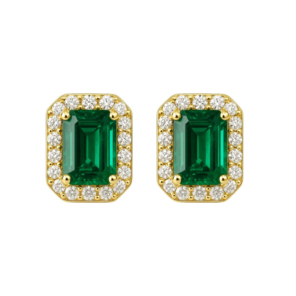 Kinley | Baguette Emerald Studs