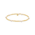 Gold beaded bracelet with pearls on a white background