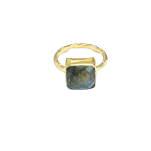 LABRADORITE Semi-Precious Stone Bezel Ring (Round/Square/Teardrop)