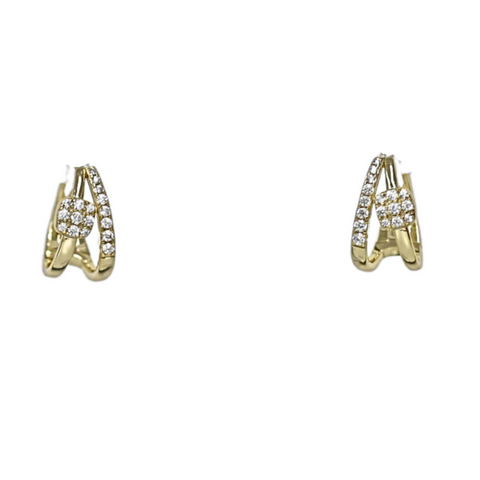 "Lady" Double Row CZ Huggie Earrings