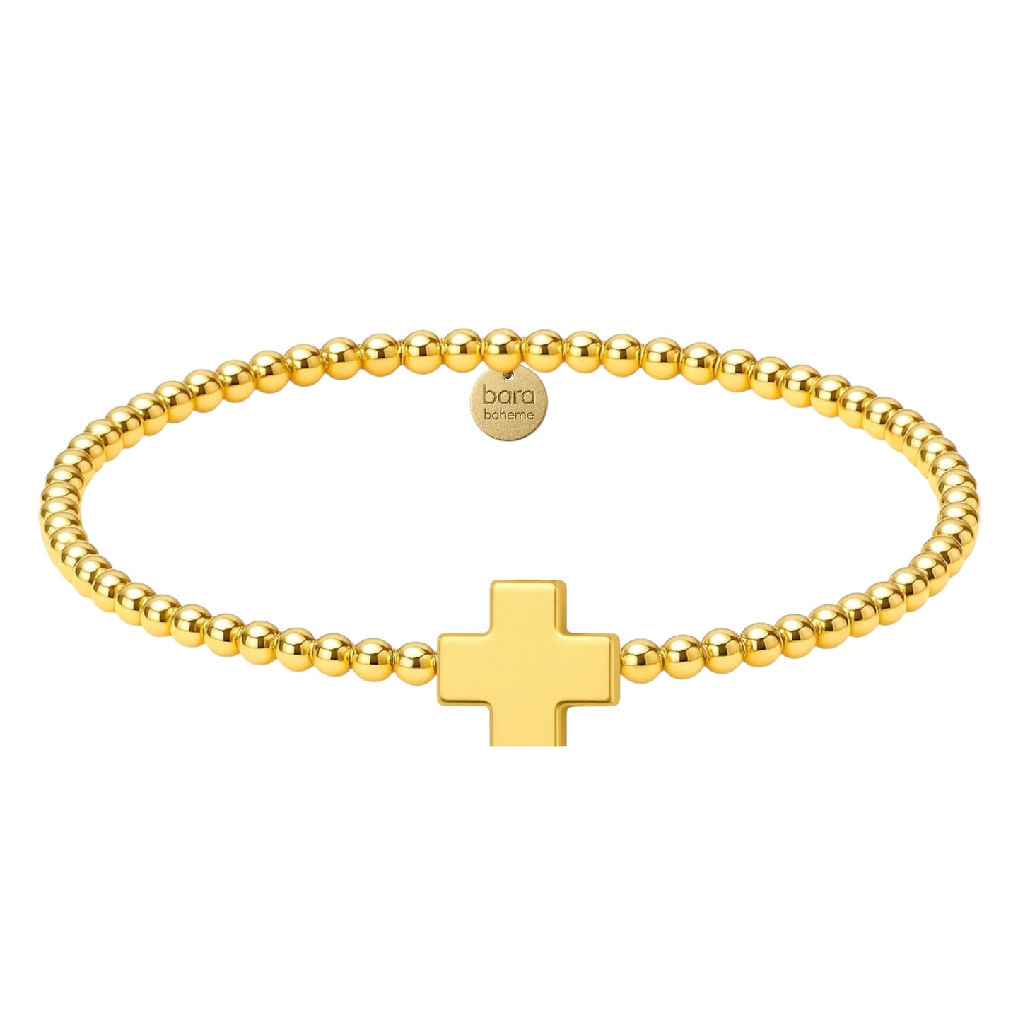 Large Cross Charm Gold Filled Beaded Bracelet
