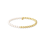 Gold and pearl beaded bracelet on a white background