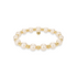 Pearl beaded bracelet with gold accents on a white background