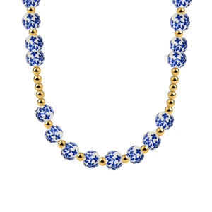Lotus Gold Filled Beaded Necklace with Porcelain