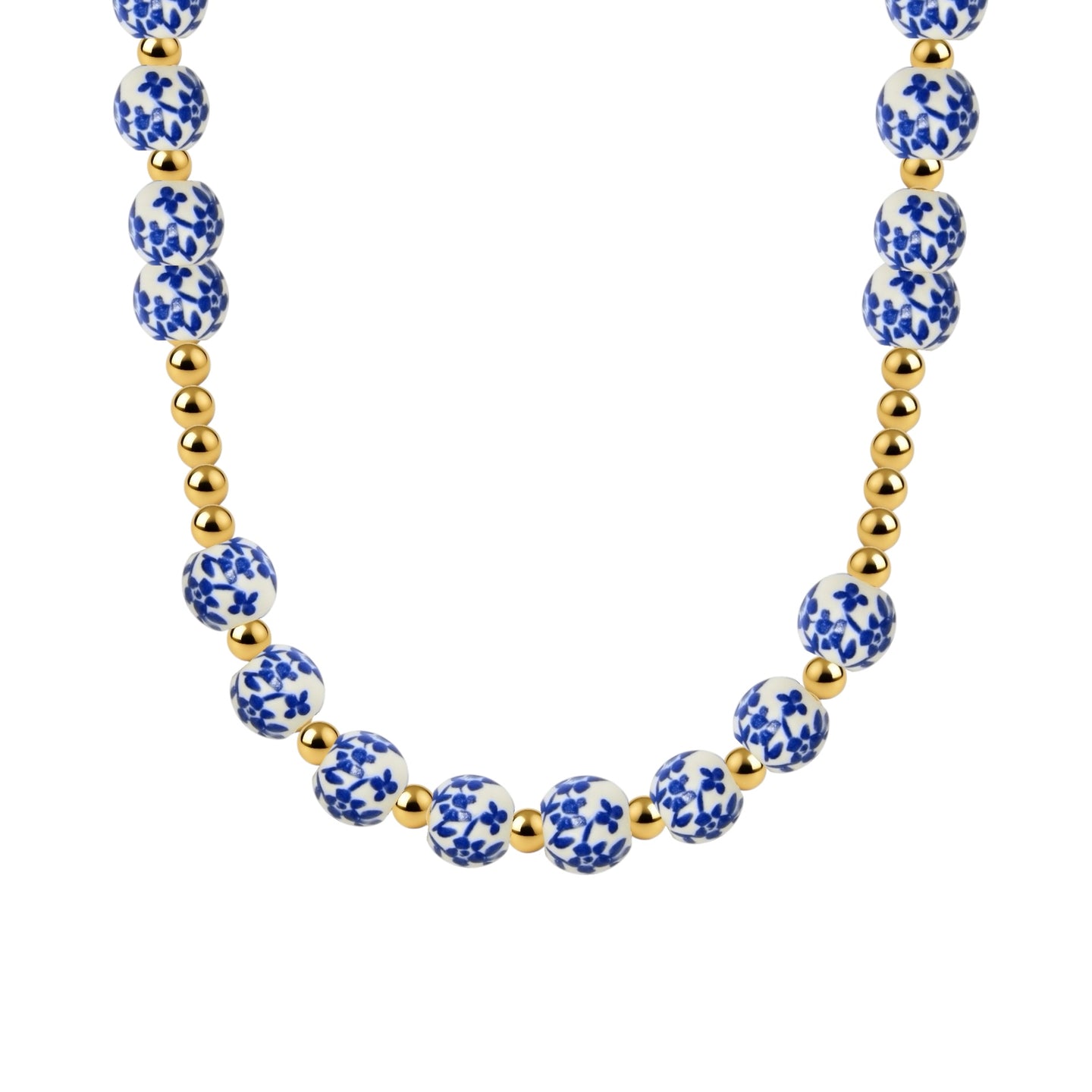 Lotus Gold Filled Beaded Necklace with Porcelain