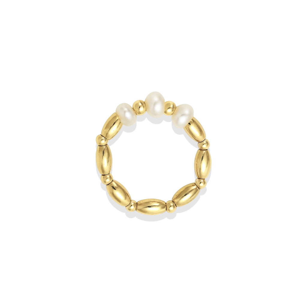 Loui | Beaded Stretchy Ring with Pearls