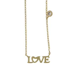 Love + Solitaire Cubic Zirconia Heart Pendant Necklace