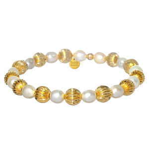 Lucia Gold Filled Beaded Bracelet with Pearls