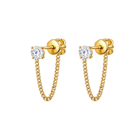 Lyra | Pave Crystal Chain Earrings