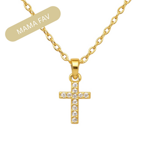 CATHERINE | Small Pave Cross CZ Necklace