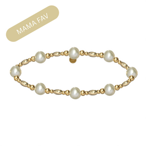 MYSSI | Stretchy Anti-tarnish 14K Gold Filled and Pearls Stackable Bracelet