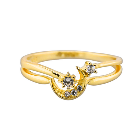 "MILA" Moon and Star Double Band Ring