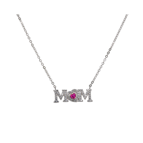 "MOM + Ruby" Pave CZ Necklace