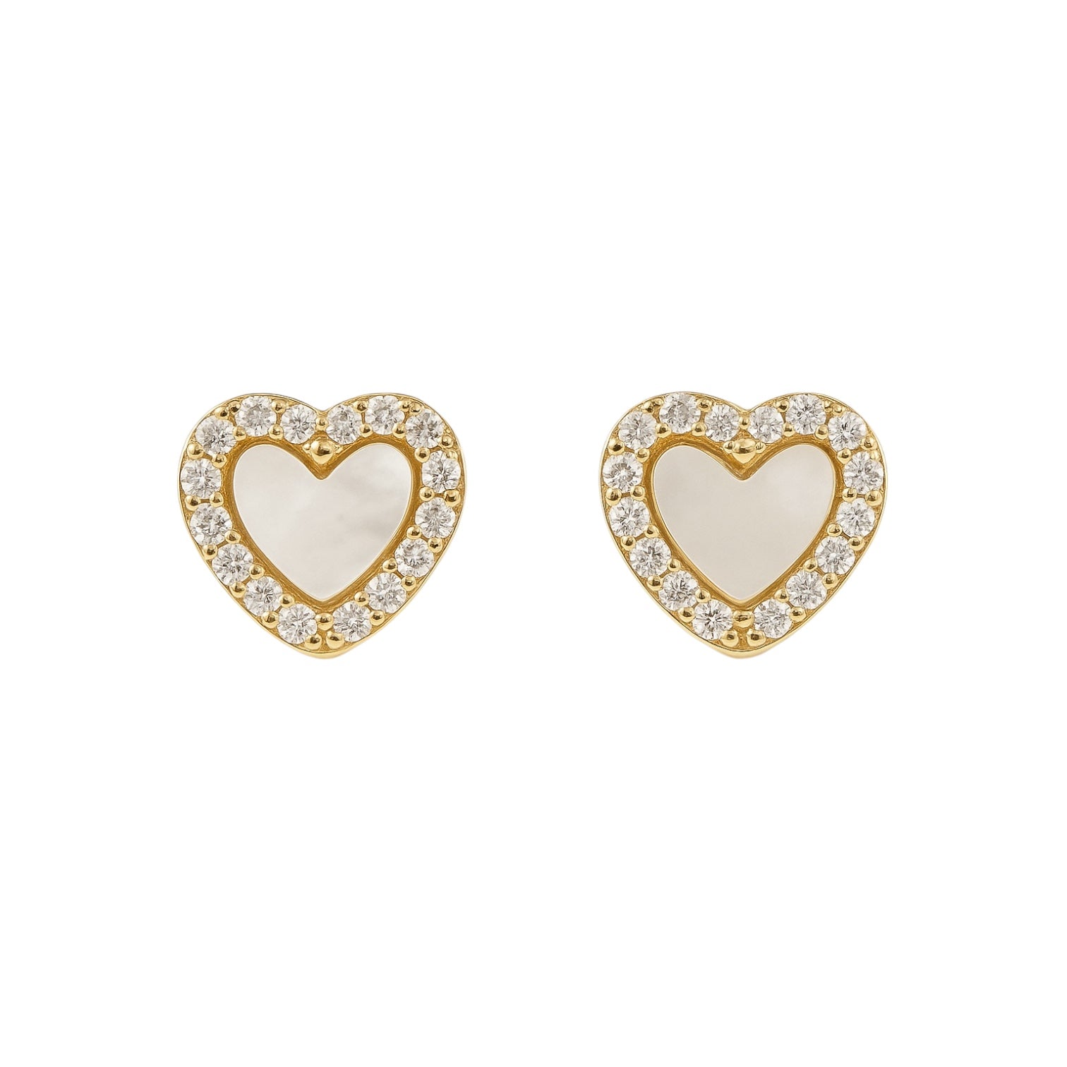 MOP Heart | Pave Stud Earrings