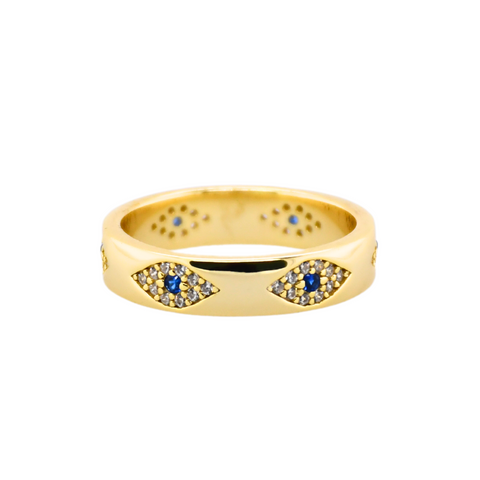 "MULTI EVIL EYE" Think Gold Plated Band Ring