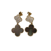 "Madam" Double Clover Drop CZ Earrings