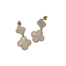 "Madam" Double Clover Drop CZ Earrings