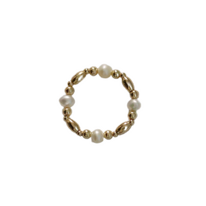 "MADDI" 14k gold-filled ball & pearl Stretchy beaded Ring