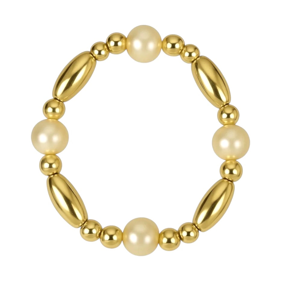 Maddi Beaded Stretchy Ring with Pearls
