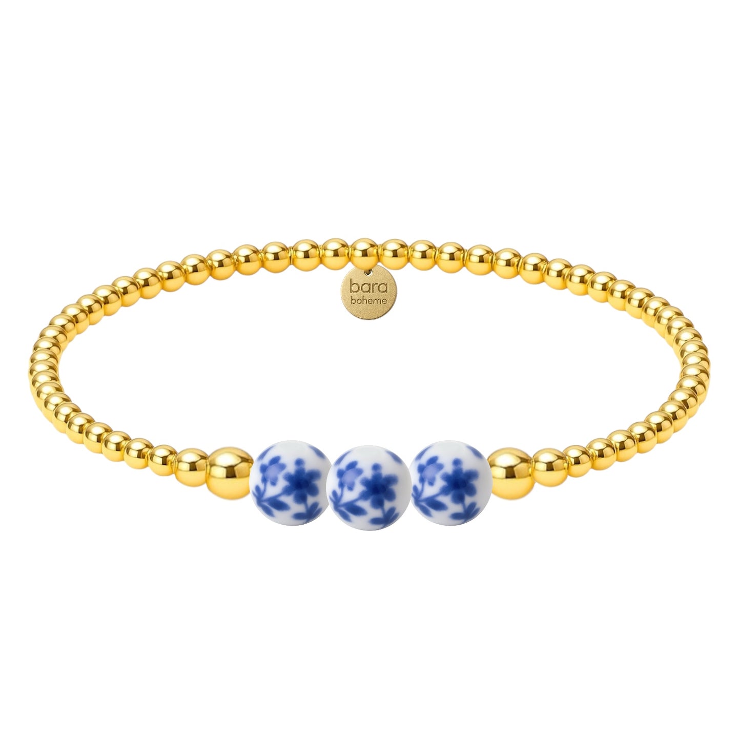 Gold Filled Beaded Bracelet with Porcelain