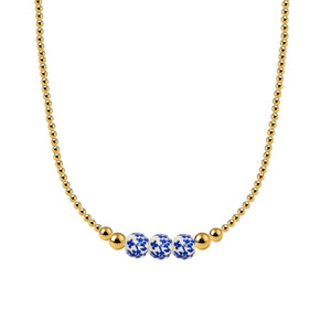 Magnolia Gold Filled Beaded Necklace with Porcelain