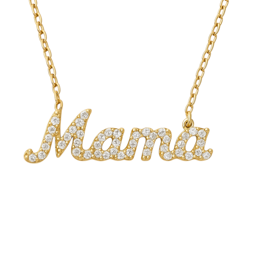 Mama | Pave Cursive Necklace