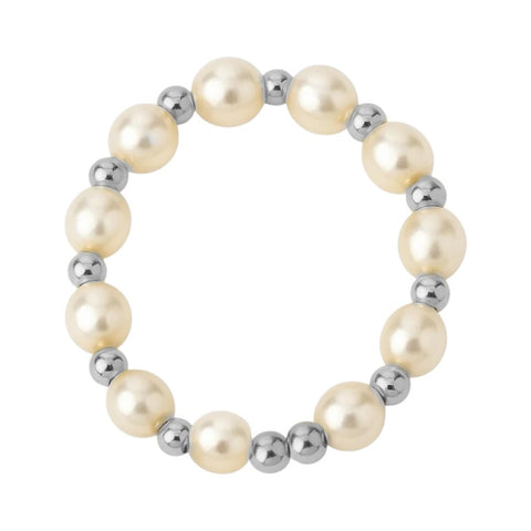 May Beaded Stretchy Ring with Pearls