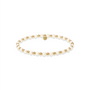 Pearl and gold beaded bracelet on a white background