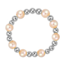 Melanie Beaded Stretchy Ring with Pink Pearls