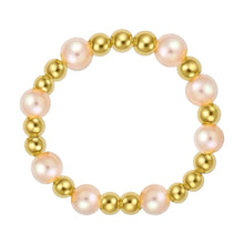 Melanie Beaded Stretchy Ring with Pink Pearls