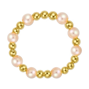Melanie Beaded Stretchy Ring with Pink Pearls