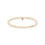 Bracelet with pink and gold beads on a white background