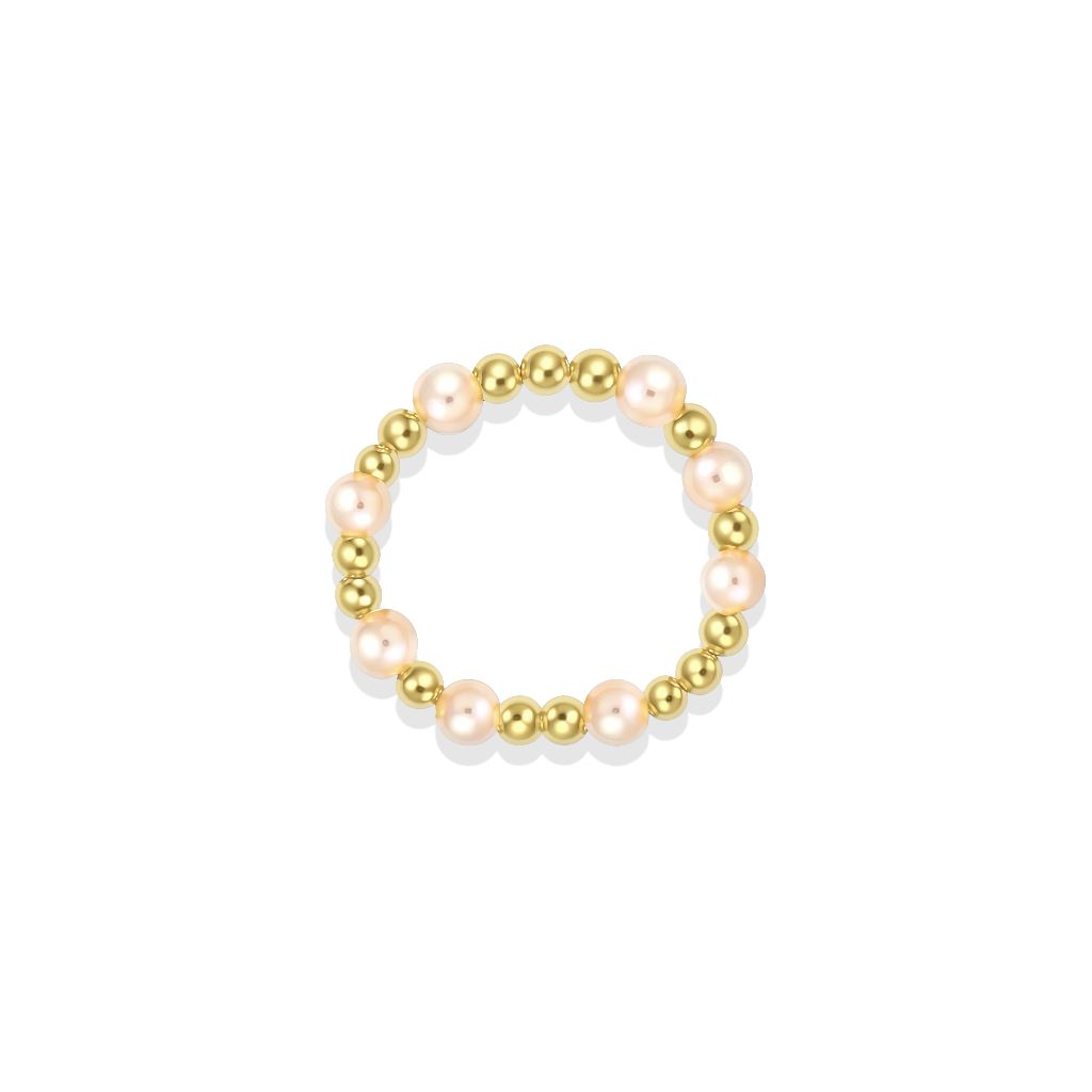 Melanie | Beaded Stretchy Ring with Pink Pearls