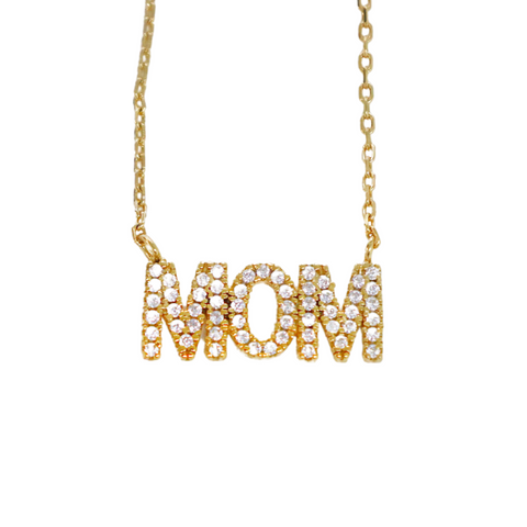 "MOM" Pave CZ Necklace