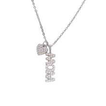 "MOM + HEART" Vertical CZ Necklace