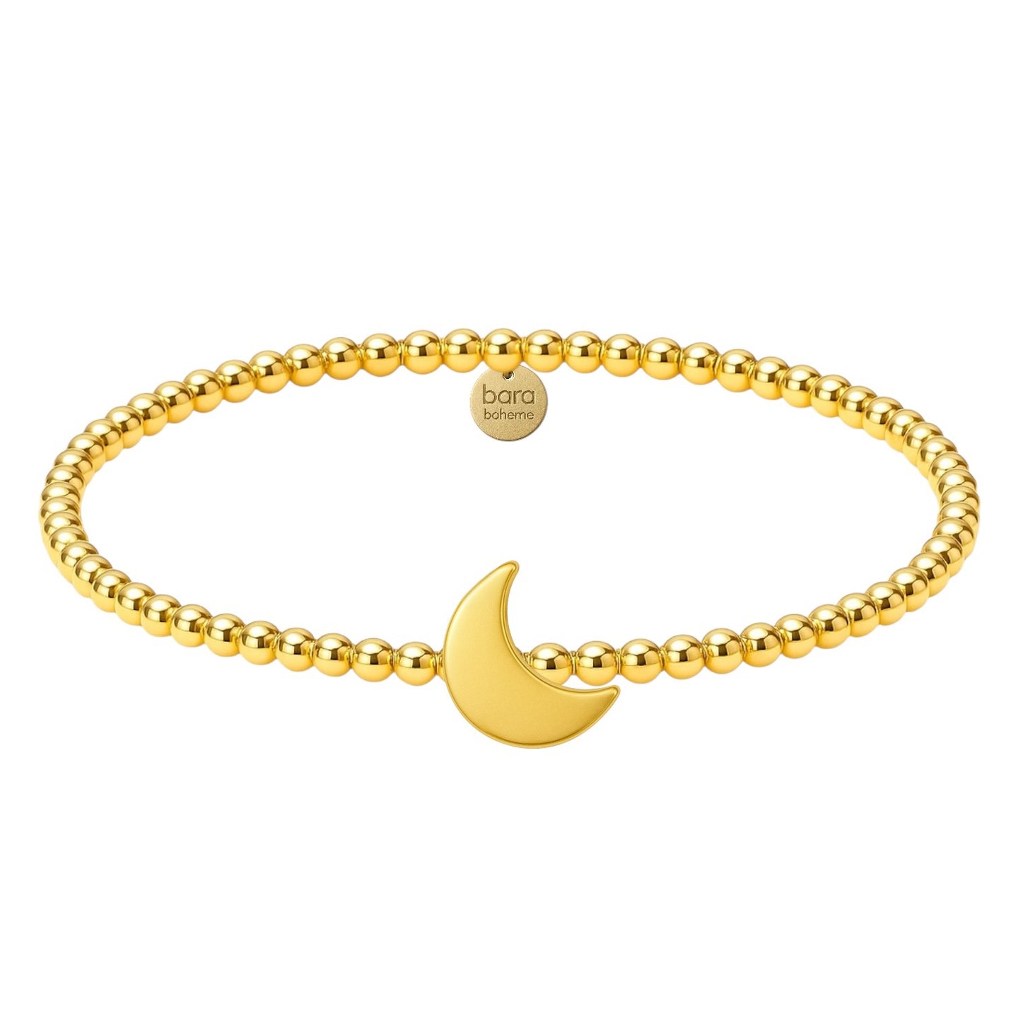 Moon Charm Gold Filled Beaded Bracelet