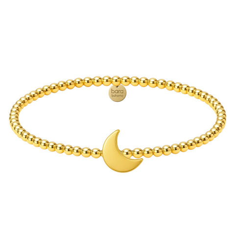 Moon Charm Gold Filled Beaded Bracelet