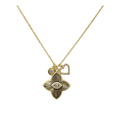 "MOROCCAN EVIL EYE" Flower Charm Necklace