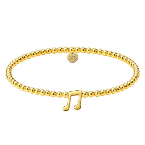 Music Note Charm Gold Filled Beaded Bracelet