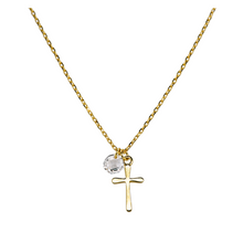 "CROSS SOLITAIRE" Charm CZ Necklace