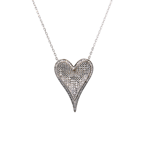 "3D HEART" Large CZ Necklace