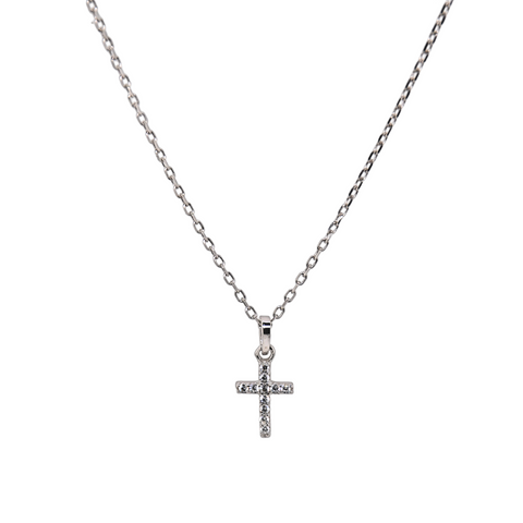 "CATHERINE" Small Pave Cross CZ Necklace