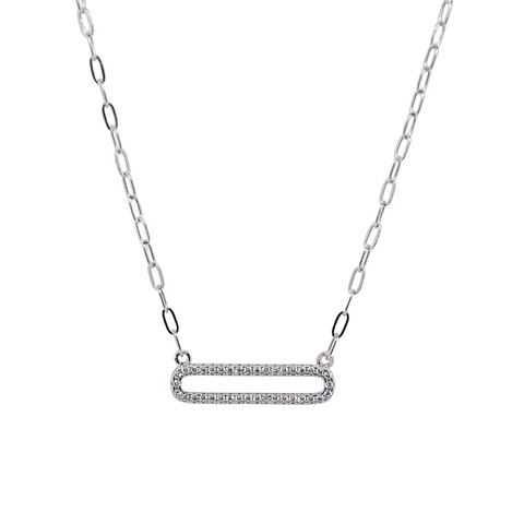 "TINY PAPERCLIP" Pave Charm Necklace