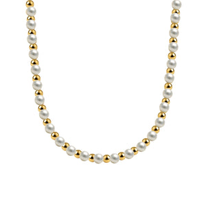 Natalia Gold Filled Beaded Necklace with Pearls