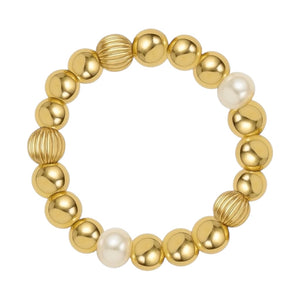 Noa Beaded Stretchy Ring with Pearls