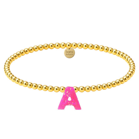 Opal Initials A-M | Gold Filled Beaded Bracelet