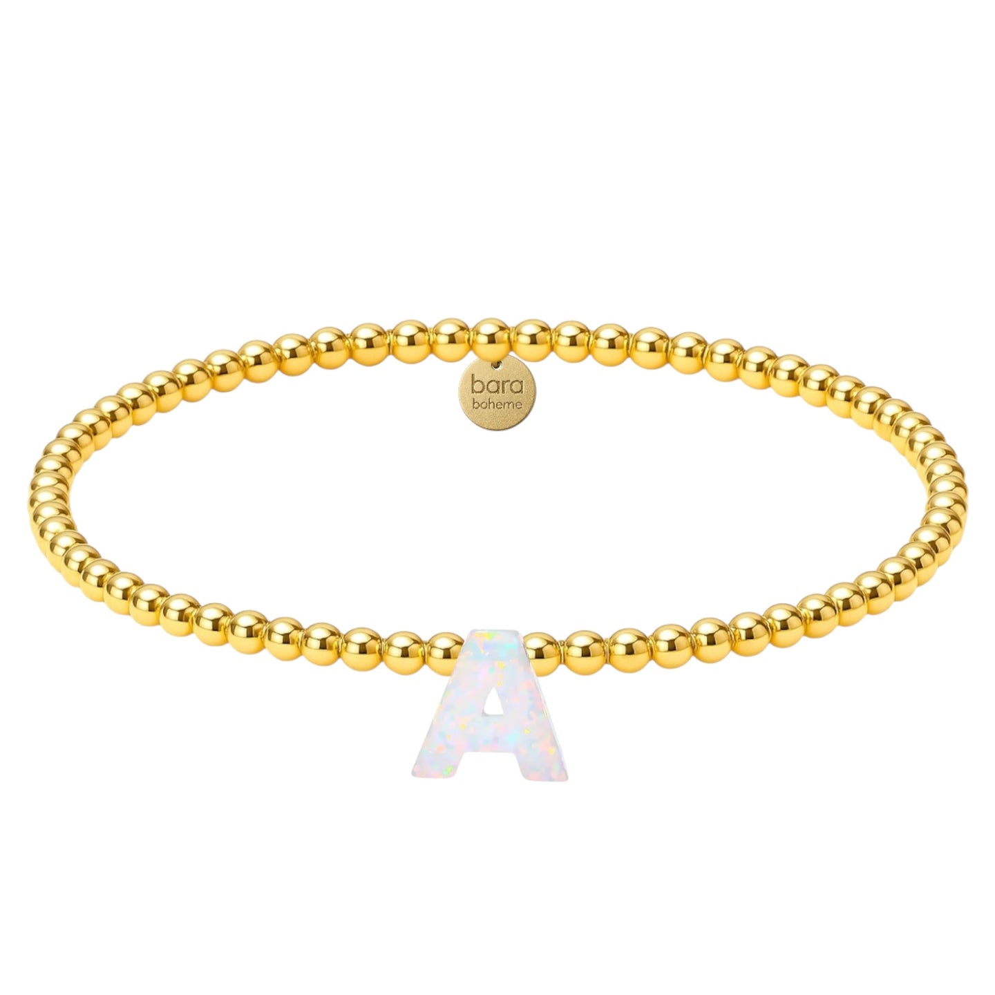 Opal Initials A-M Gold Filled Beaded Bracelet