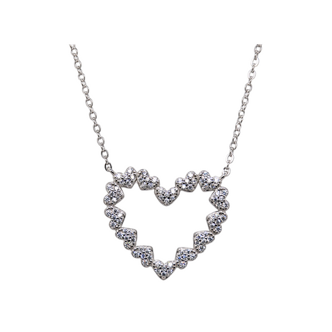 "OPEN HEART" Pave Large CZ Necklace