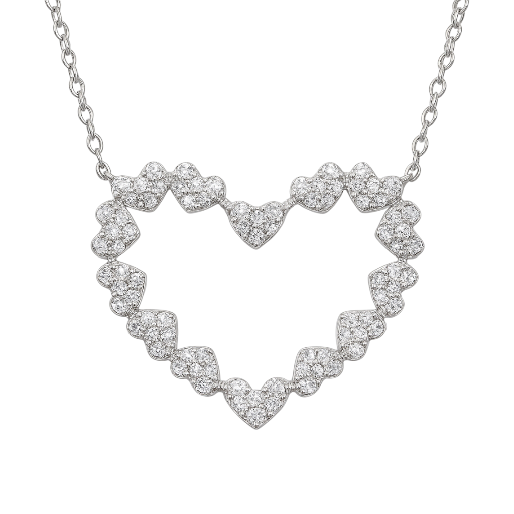 Open Heart Large | Pave Necklace